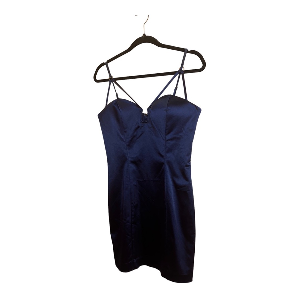Dark Blue Navy BEBE Satin Cocktail Dress